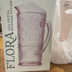 Flora Pink Crystal Beverage Pitcher